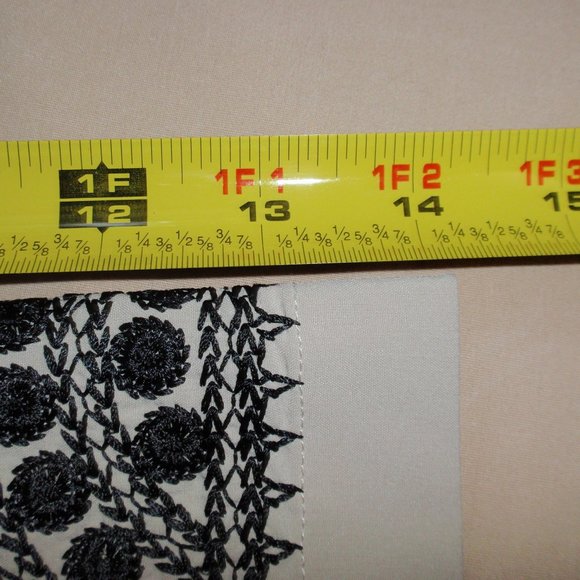 Linea Dell'Olio Open Front Tan Black Embroidery Cardigan Sz M 3/4 Sleeves - Picture 15 of 15